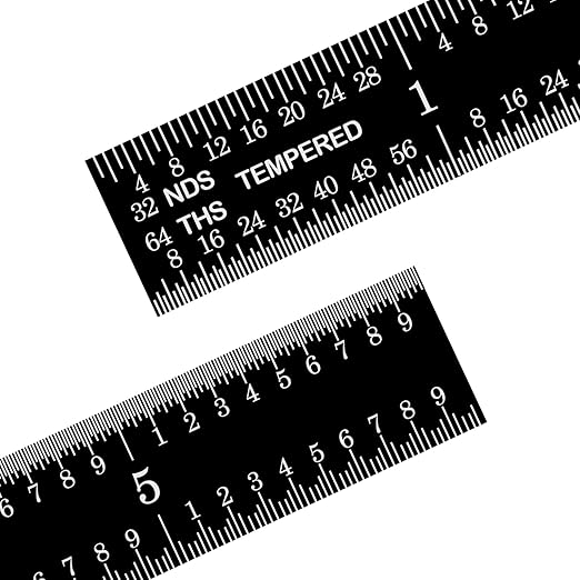 PEC Tools Stainless Steel Ruler Set(6"+12"), High-Contrast Machinist Ruler with Markings 1/32", 1/64", 1/50" and 1/100", Made in USA