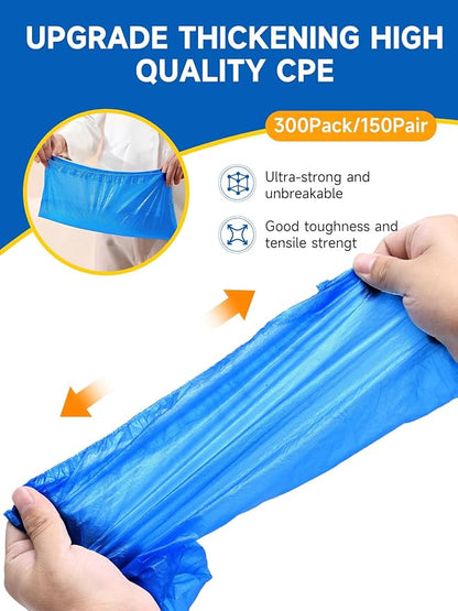 Shoe Covers Disposable Non Slip Pack of 300 (150 Pairs): TOOSOFt Blue Plastic Booties for Shoes Covers - Extra Large Foot Booties Disposable Waterproof Indoors,fits up to Size 11 US Men and 13 Women