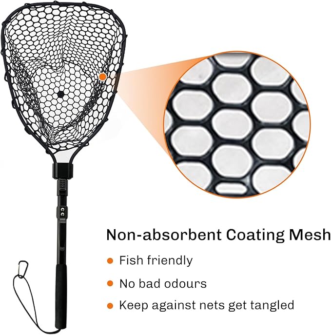 STONESTAR Fishing Net with Handle, Foldable Extendable Fish Net Aluminum Alloy Landing Net, Lightweight Strong Telescoping Handle Fishing Gear 20LBS Max Load, Fish-Friendly for Catch and Kayak