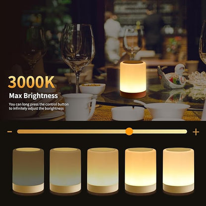 OORUN Touch Bedside Table Lamp,13 RGB Colors & 5 Brightness, USB Rechargeable Desk Lamp, Remote Control Dimmable Light with RGB Color Changing,Portable Lamp for Baby (Gold)