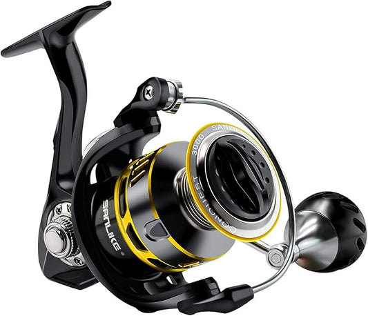 SAN LIKE Spinning Fishing Reel, Saltwater & Freshwater Fishing Reel 40.5 Lbs Max Drag - 7+1 BB Ball Bearing 5.2:1 Gear Ratio