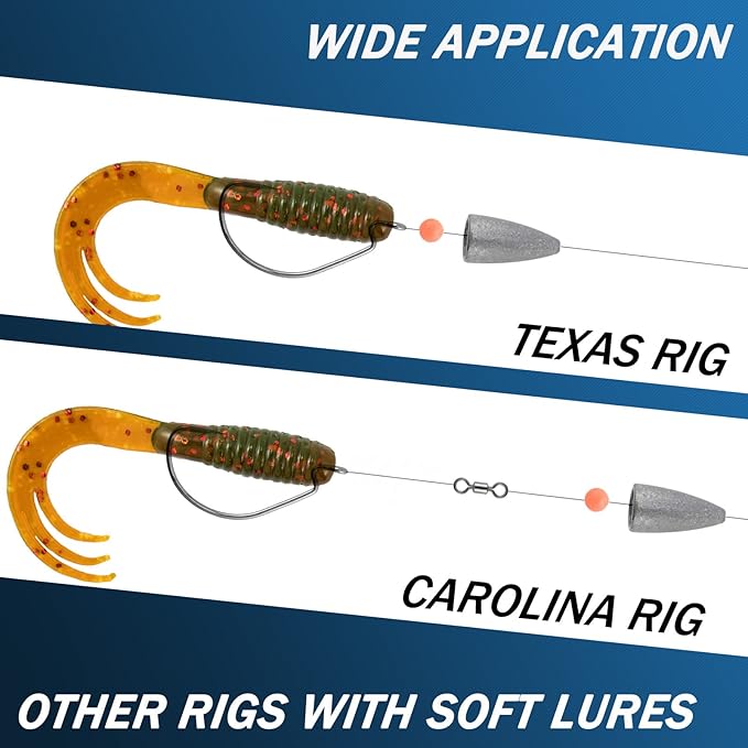 Dr.Fish 50 Pack Bullet Fishing Sinkers Worm Weights Lead Fishing Weights Bass Fishing Sinker Freshwater Texas Carolina Rig Punch Shot