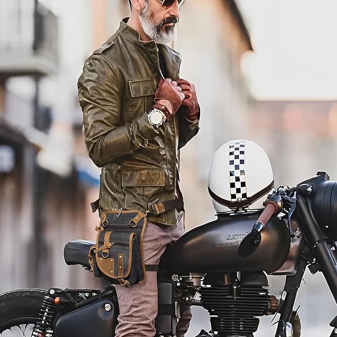 Canvas Drop Leg Bag Tactical Thigh Outdoor Waist Pack for Men Women Military Cycling Multi-Pocket Waist Fanny Pouch Daypack (C116-Black)