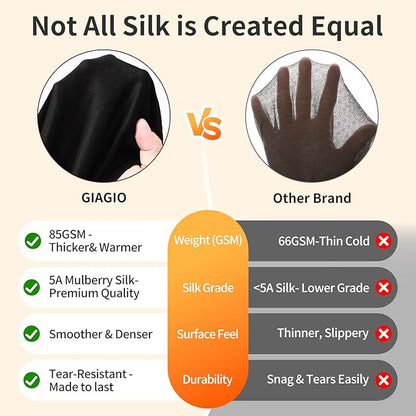 100% Mulberry Silk Long Sleeve Top for Women Thermal Base Layer Shirt Lightweight Breathable Underwear with Gift Box