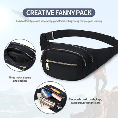 DAITET Crossbody Fanny Pack for Men&Women,Large Waist Bag & Hip Bum Bag with Adjustable Strap for Outdoors Workout Traveling Casual Running Hiking Cycling