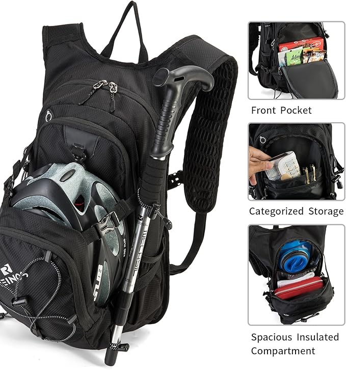 Hydration Backpack Pack with 2L Water Bladder 18L Hiking Backpack Women Men Lightweight Hydropack Insulated Daypack for Biking, Running, Festival