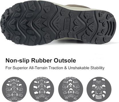 Men's Waterproof Hiking Boots Lightweight Comfortable Breathable Outdoor All-Terrain Trekking Ankle Boots