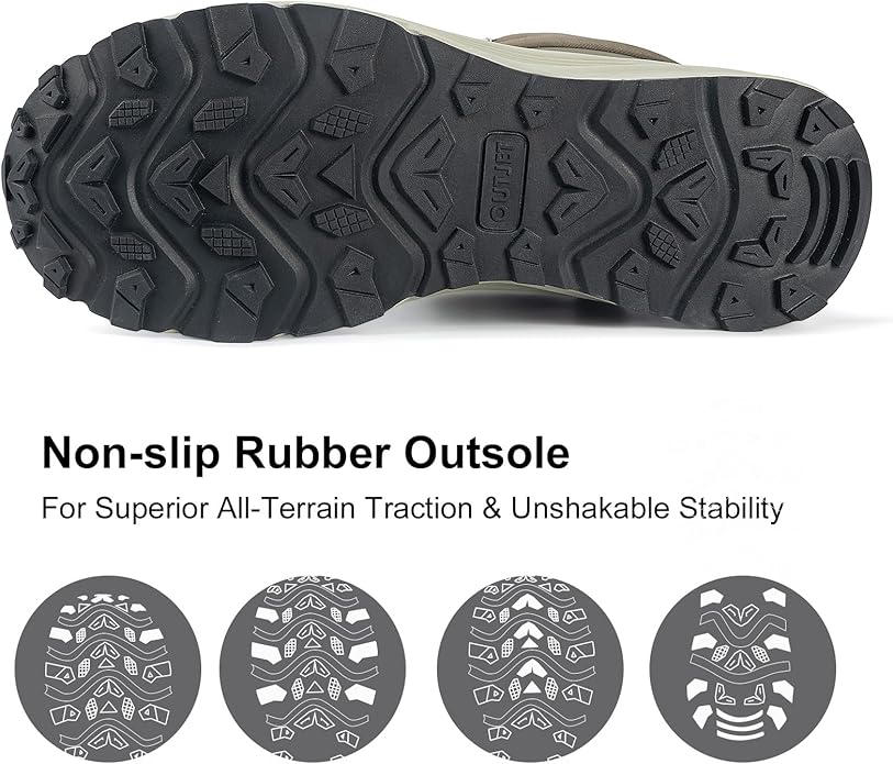 Men's Waterproof Hiking Boots Lightweight Comfortable Breathable Outdoor All-Terrain Trekking Ankle Boots