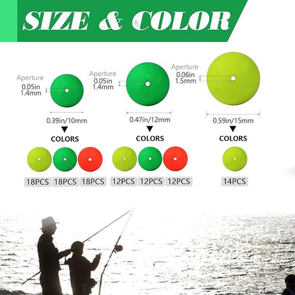 Dovesun 220/104/80/54/42/52pcs Fly Fishing Floats Bobbers Foam Pompano Rigs Surf Fishing Rig Floats Bright Color Round, Bullet, Cylindrical, Spin, Pill with Tackle Box