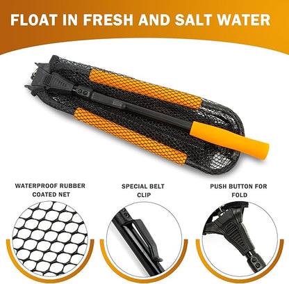 Floating Fishing Landing Net - Foldable for Freshwater or Saltwater - Folding and Fly Fishing