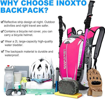 INOXTO Hydration Pack Backpack，18L Hydration Pack Lightweight Water Backpack with 2L Water Bladder Bag Daypack for Hiking Running Cycling Camping Hunting for Women Men