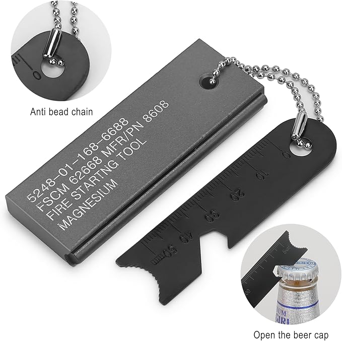 Fire Starter Survival Kit, Magnesium Waterproof Matches Ferro Flint Block,Outdoor Survival Firesteel Gears with Striker for Camping Hiking Hunting Emergency