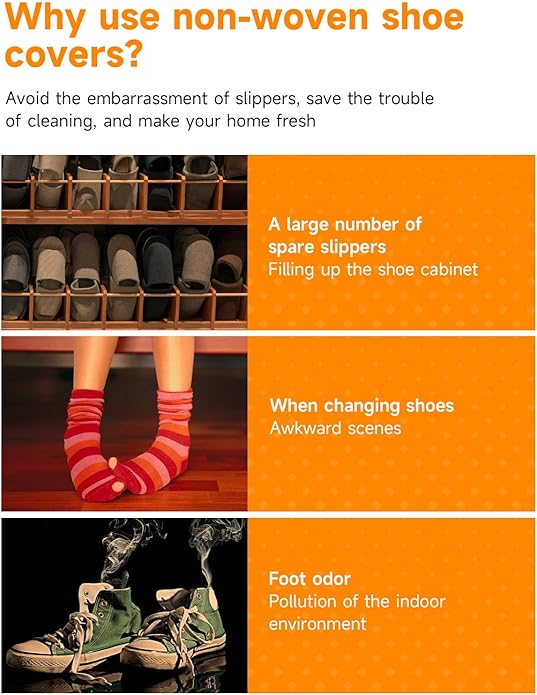 TOOSOFt Black Shoe Covers Disposable Non Slip 100 Pack (50 Pairs): Extra Large Non-Woven Fabric Booties for Shoes Covers for Indoors Reusable,Breathable, Waterproof - Fits Up to Size 14 US Men