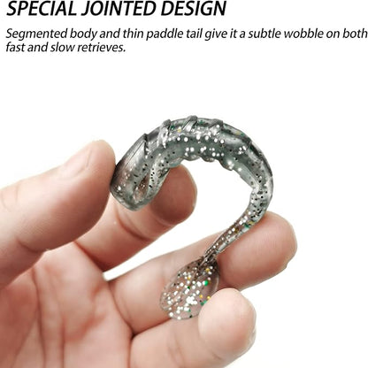 Soft Fishing Lures Shad Minnow Swimbaits, Pre-Rigged Jig Heads Paddle Tail Swim Baits for Bass, Trout, Walleye, Crappie, Sinking Jigs Bait for Saltwater Freshwater, Fishing Gifts for Men