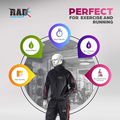 RAD Sauna Suit for men & women weight loss - Workout Sweat Suits with Hood - Fat Burning Suit - Boost Fat Burn