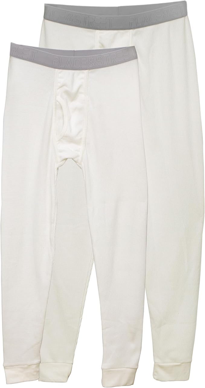 Thermal Underwear Pants for Men Long Johns Cotton Blend Base Layer Waffle Knit Bottoms Classic Cold Weather