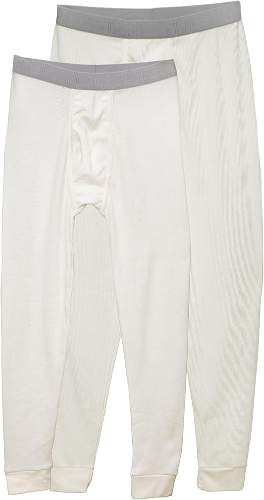 Thermal Underwear Pants for Men Long Johns Cotton Blend Base Layer Waffle Knit Bottoms Classic Cold Weather