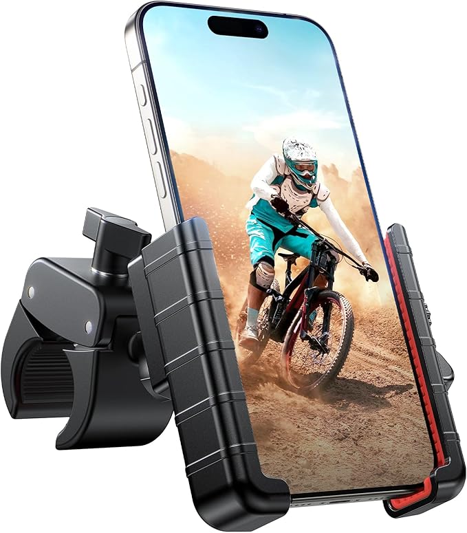 Miracase Bike Phone Holder, [Support Video Recording] Motorcycle Phone Mount, [Quick Lock] Bicycle Phone Mount Handlebar Cell Phone Clamp for Scooter, Friendly Compatible with iPhone Samsung Red