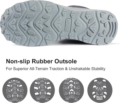 Men's Waterproof Hiking Boots Lightweight Comfortable Breathable Outdoor All-Terrain Trekking Ankle Boots