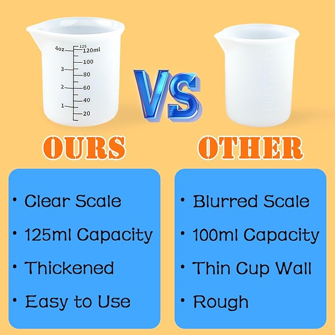 Silicone Measuring Cups 4.4oz/125ml Accurate Scale & 1.4oz/40ml Mini Mixing Bowls Dispenser 5Pcs Epoxy Mixing Cup Resin Pouring Cups DIY Resin Art Craft Supplies Resin Accessories