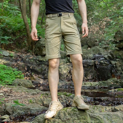 FREE SOLDIER Men's Outdoor Convertible Hiking Pants with Belt Lightweight Quick Dry Tactical Cargo Pants Nylon Spandex