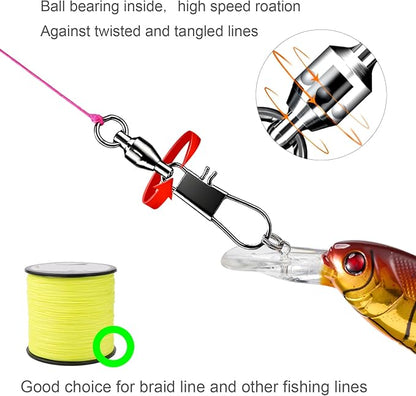 AMYSPORTS Steel Stainless Snap Swivels Saltwater Ball Bearing Fishing Swivel Lure Connector Barrel Swivels Fishing Tackle Black Nickel