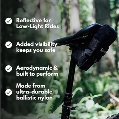 SpeedSleev Ranger 2.0 Large Bike Saddle Bag – Waterproof Under Seat Pack for MTB, Gravel & Plus Tire Bikes – Lightweight, Rattle-Free Tool Storage – Fits Most Dropper Posts – Black