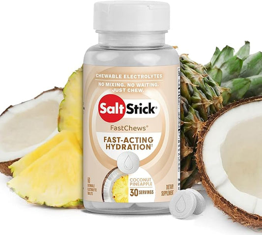 SaltStick Electrolyte FastChews - 60 Coconut Pineapple Chewable Tablets - Salt Tablets for Running and Hydration, Electrolyte Chews - 60 Count