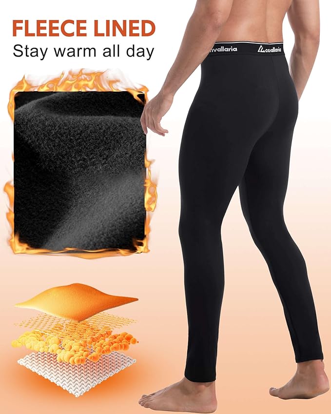 Men's Thermal Pants Fleece Lined Long Johns Compression Bottom Athletic Base Layer Cold Weather Gear 1 2 4 Pcs