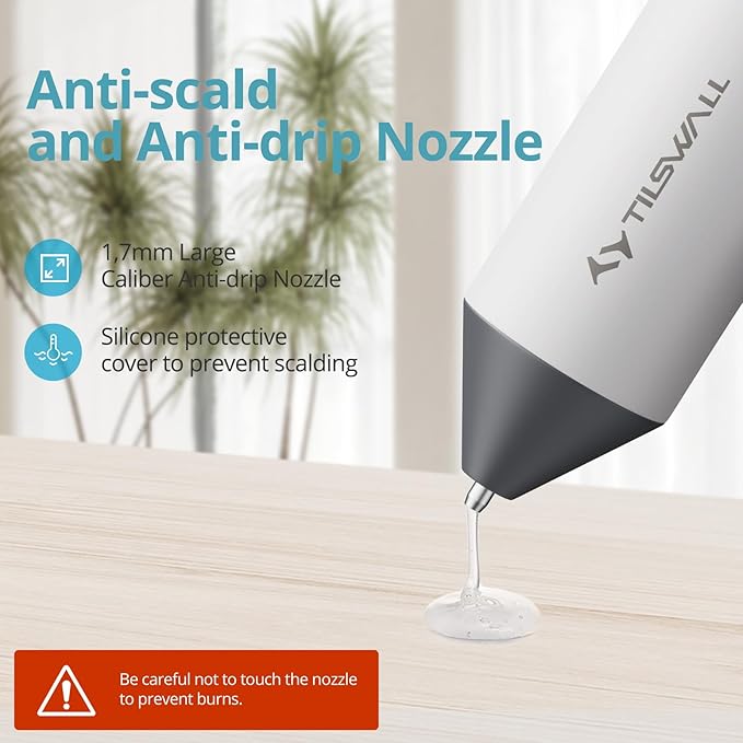 Tilswall 4V Cordless Hot Glue Gun, Rapid 30s Preheat with 20 Premium Glue Sticks (20x140mm), 2000mAh Type-C Rechargeable, Ideal for DIY Crafts, Home Repairs, and Gift Making - White