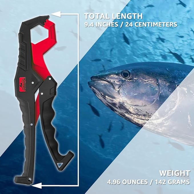 Fish Lip Grabber Fish Lip Gripper 9" Fishing Tool Mouth Spreader Grip Hook Remover Gripper Hook Remover Fishing Gear Comes with Lanyard