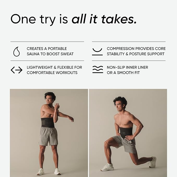 Sports Research Sweet Sweat Waist Trimmer (Core Series) - Premium Sweat Enhancing Fitness Band for Women & Men