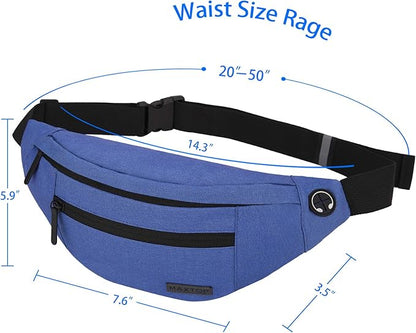 MAXTOP Large Crossbody Fanny Pack with 4-Zipper Pockets,Gifts for Enjoy Sports Festival Workout Traveling Running Casual Hands-Free Wallets Waist Pack Phone Bag Carrying All Phones