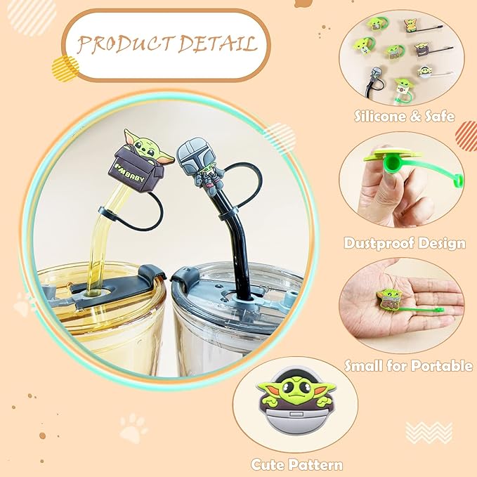 12 Pcs Space Wars Straw Covers Cap for 9-10mm Straws Fit Stanley Cup 40 oz 30 oz Tumbler with Handle, Reusable Drinking Straw Plugs, Stanley Accessories Straw Topper for Kids Party Favor