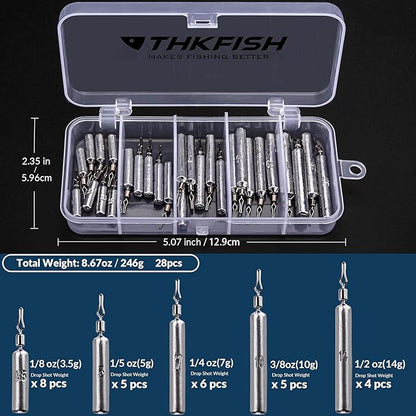 THKFISH Fishing Weights Sinkers Set, 60PCS Fishing Sinker Drop Shot Weights Kit,Drop Shot Rig Wacky Hooks for Saltwater Freshwater Bass Fishing