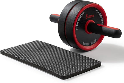 Sunny Health & Fitness Waist Trainer Ab Roller with Elbow Support, Training Wheels, Foldable for Home Gym, Abdominal Exercises, Core Strength, Glute Trainer, Crunch Workouts with Optional Dip Station