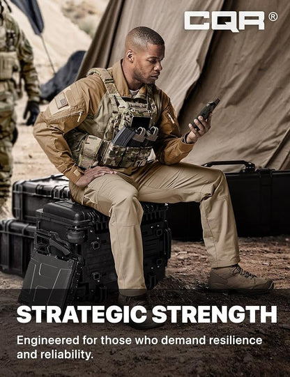 CQR Men's Flex Stretch Tactical Pants, Water Resistant Ripstop Cargo Pants, Lightweight EDC Outdoor Work Hiking Pants