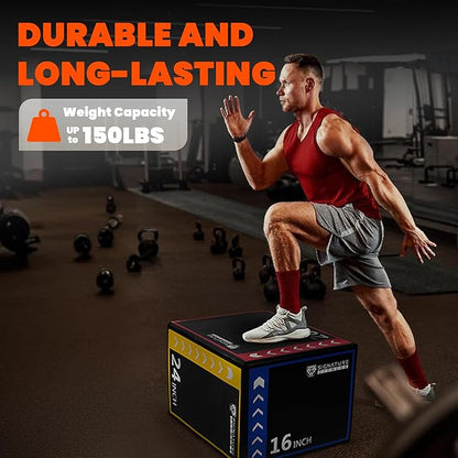 Fitvids Plyo Box 3-in-1 Foam Plyometric Jump Box for Home Gym Training Fitness Workout Exercise