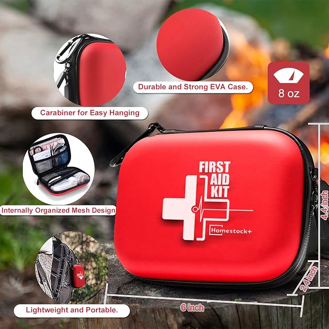 Portable Mini First Aid Kit Compact Medical Kits with Compartments, Waterproof Small EVA Case for Car, Home, Outdoors, Sports, Camping, Hiking and Office