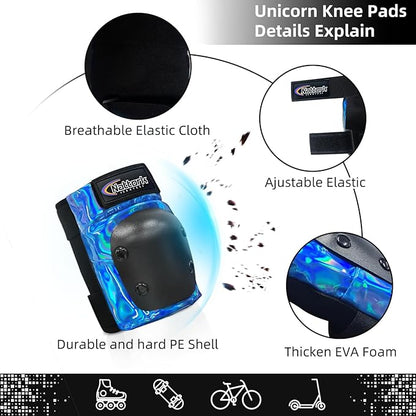 Nattork Knee Pads for Kids Youth Audlt，Knee and Elbow Pads with Wrist Guards 6 in 1 Protective Gear Set for Skateboard, Roller Skate, Inline Skates, Cycling and Scooter Boys Girls