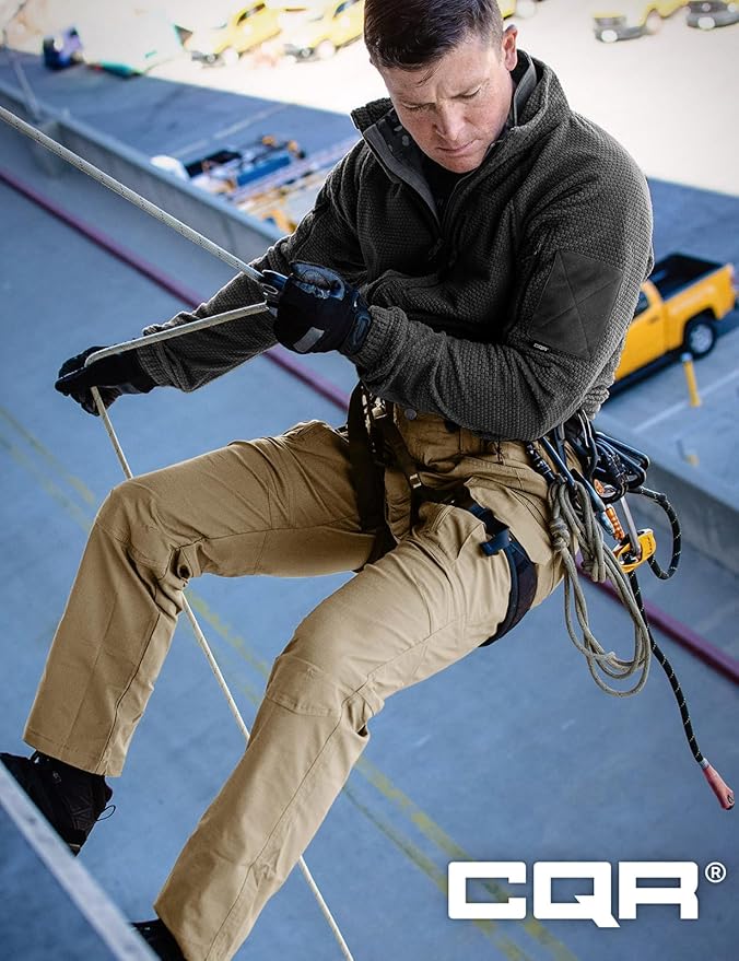 CQR Men's Flex Stretch Tactical Pants, Water Resistant Ripstop Cargo Pants, Lightweight EDC Outdoor Work Hiking Pants
