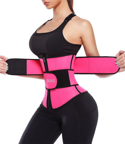 ANGOOL Neopren Waist Trainer for Women,Workout Plus Size Trimmer Belt Sauna Sweat Corset Cincher with Zipper