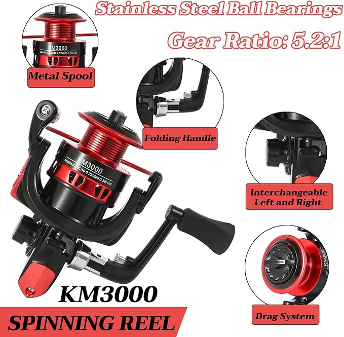 Fishing Rod, 6.9ft 2Pcs Telescopic Fishing Rods Set, Carbon Fiber Fishing Pole, 2PCS Spinning Rod and Reel Combo with Carrier Bag Freshwater Fishing Rod and Reel Combos Kits Fishing Gear