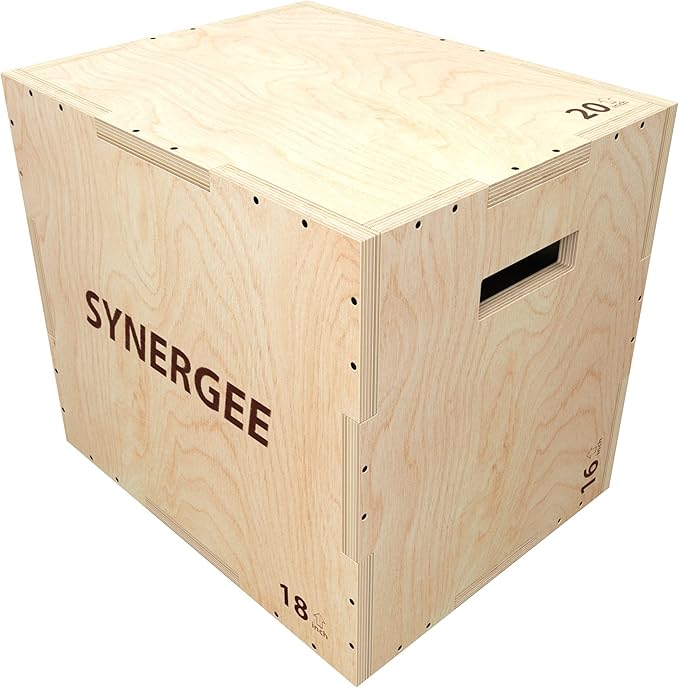 Synergee 3 in 1 Wood Plyometric Box for Jump Training and Conditioning. All in One Jump Trainer. Sizes 30/24/20, 24/20/16, 20/18/16, 16/14/12