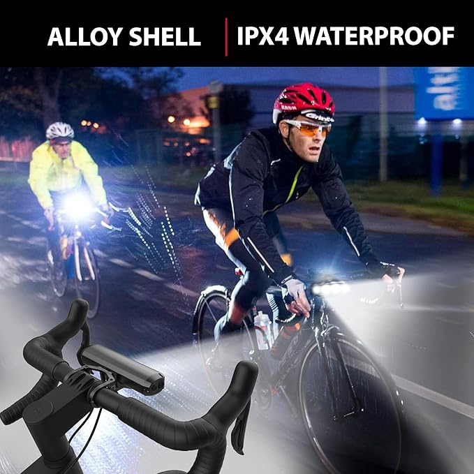 Super Bright Bike Lights for Night Riding, High Lumen Bicycle Light Front and Rear, USB C Rechargeable Bike Headlight and Tail Light Set, LED Bar Light for MTB Mountain Road Bicycle