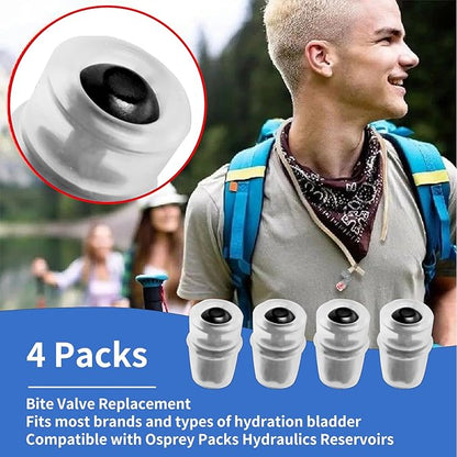 Bite Valve Replacement Mouthpiece Fit for Hydration Pack Bladder Water Backpack and Most Brands(4-Pack), with Shutoff Valve and Tube O-Ring