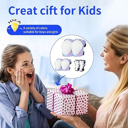 Gradient Color Kids Protective Gear Set Knee Pads for Kid 2-14 Years,W/ Adjustable Strap Kids/Youth Knee Pads Elbow Pads Wrist Guards Set for Inline Roller Skates,Cycling,BMX Bike,Skateboard,Scooter