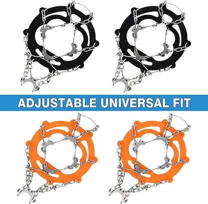 ZeeDix Crampons for Shoes, 10-Spike Stainless Steel Ice Cleats for Shoes and Boots, Slip-Resistant Shoe Spikes Traction Grips for Walking Hiking Jogging Fishing and Daily Outdoor Adventures