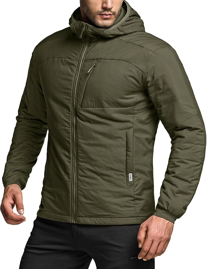 CQR Men's Lightweight Insulated Jacket, Windproof Packable Water Resistant Warm Active Coat for Hiking Work Outdoor Tactical