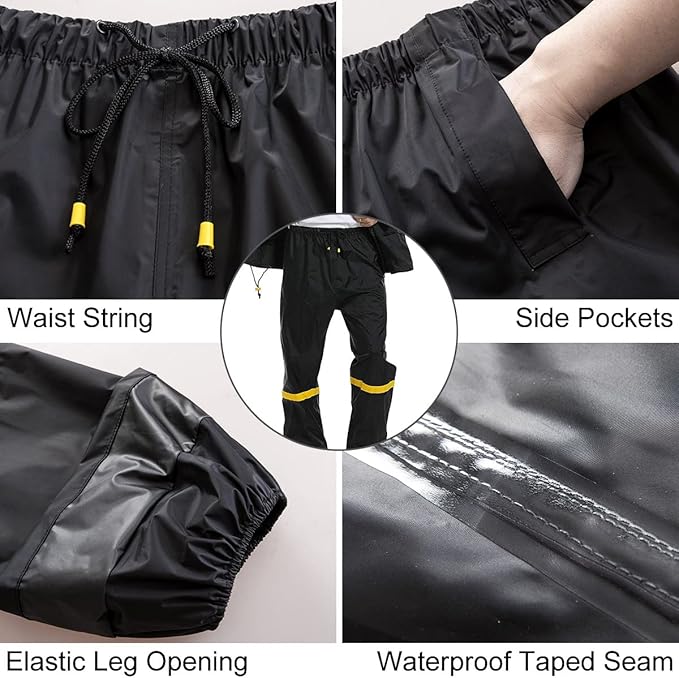 Classic Rain Suits for Men Breathable Rain Gear for Waterproof work, Hooded Coats Jacket and Pants